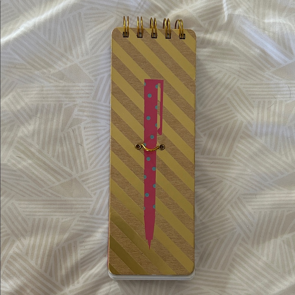 Gold and Pink Striped Notepad